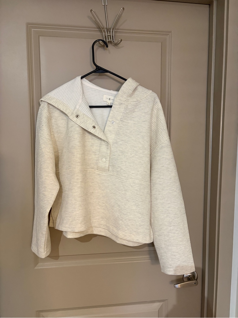 Lou & Grey Men's Cream Waffle Snap Hoodie Jacket